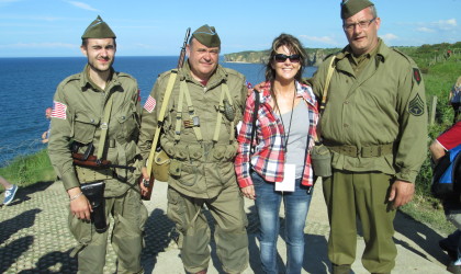 Point Du Hoc Reinactors with Tour participant Heather